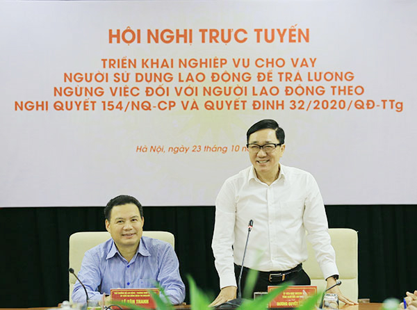 Hội nghị trực tuyến triển khai nghiệp vụ cho vay người sử dụng lao động để trả lương ngừng việc đối với người lao động